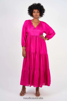 Naudic Australia NVH8Z6104 Women | Naudic Amisha Long Sleeve Maxi Hot Pink