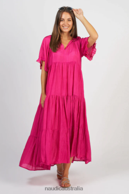 Naudic Australia NVH8Z6112 Women | Naudic Amisha Short Sleeve Maxi Hot Pink