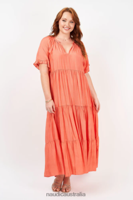 Naudic Australia NVH8Z698 Women | Naudic Amisha Short Sleeve Maxi Coral