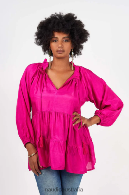 Naudic Clothing NVH8Z6175 Women | Naudic Matilda Long Sleeve Top Hot Pink