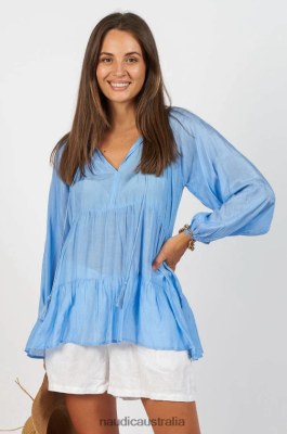 Naudic Clothing NVH8Z6177 Women | Naudic Matilda Long Sleeve Top Cornflower