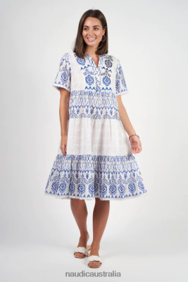 Naudic Dresses NVH8Z612 Women | Naudic Heather Short Sleeve Dress Viva Broderie